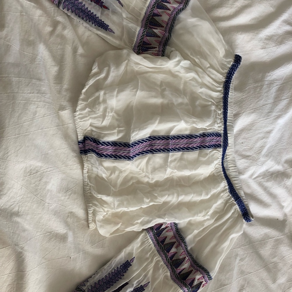 Free People sheer embroidered off-the-shoulder top